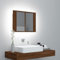 TREISL Spiegelschrank für Badezimmer Haus mit LED Eiche Braun 60 x 12 x 45 cm Mehrschichtiges Holz Eleganter Spiegelschrank mit 2 Fächern Feuchtigkeitsbeständigkeit