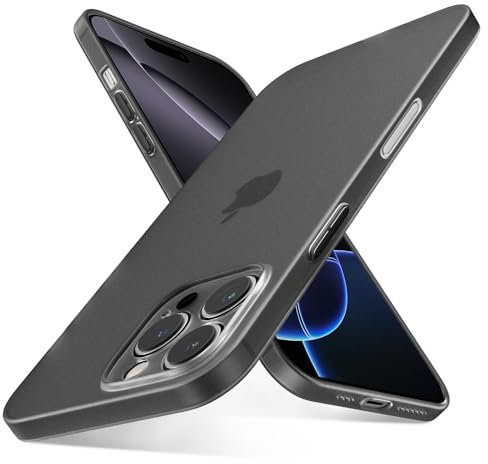 QLTYPRI Ultra Thin Case for iPhone 16 Pro Case with Full Coverage Camera Protection, Translucent Matte Slim Lightweight Soft Silicone TPU Bumper Shockproof Phone Case Cover for iPhone 16 Pro– Black