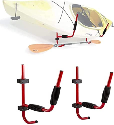 Kayak storage rack, Wall Mount Canoe Surfboard, 100lb Capacity Holder W/Hook Hanger, Indoor/Outdoor Kayak Stands