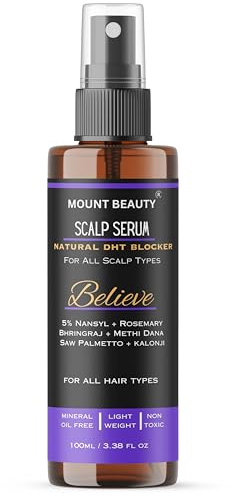 Believe Scalp Spray Natural DHT Blocker & Fights Hair Fall | With Rosemary, Saw Palmetto, Amla, Methi & Bhringraj Extracts | Experience Healthier, Fuller & Thicker Looking Hair |100 ml Unisex Serum