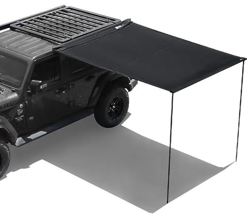 Suv Awning For Camping Versatility Car Awning, Car Roof Tent，tent Awning，Roof Rack Pull-Out Sun Shade, PU5000mm Retractable Car Side Awning With Storage Bag, For SUV/Truck/Van(160x250cm/5.2x8.2ft)