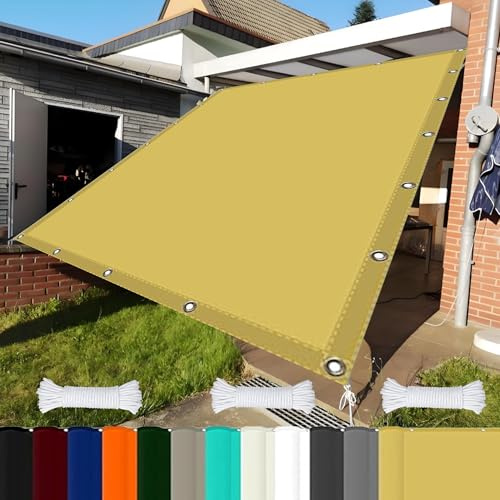 Garten Überdachung 1.5 x 2.2 m Reißfest Uv-Schutz Nach Mass Polyestergewebe mit Seil Sonnensegel Sandkasten Beschattungsnetz Hof Dach Teich Hühnerstall, Creme Farben