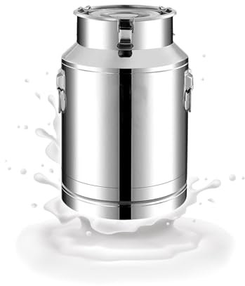 KELUNIS Cubo Para Leche Acero Inoxidable 304 Recipiente Para Transportar Leche Con Tapa Y Asas Para Cantinas Restaurantes Tiendas De Té Y Leche,15L