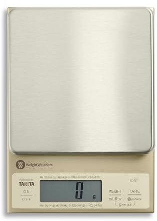 WeightWatchers by Tanita KD-321WW – Professional Digital Kitchen Scale, 0.1g Precision, 3kg Capacity, Liquid Measurement, Removable Stainless Steel Plate