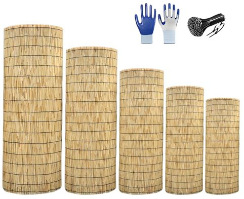 Generisch Schilfmatten Sichtschutz Zaun Sichtschutzmatte Bambussi Wetterfest 30cm 50cm 60cm 80cm 100cm 120cm 150cm 160cm 180cm Hohe Für Balkon, Terrasse, Garten, Windschutz, Sonnenschutz(Black Wire)