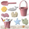 11 PCS/Set Sand Toys de qualité Alimentaire Les Jouets de Plage en Silicone coloré avec Sac en Mesh incluent la Pelle, Le Seau, Les moules Sable et Les Voitures aléatoires boîte étanche pour Le