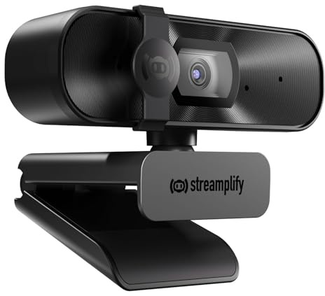 Streamplify CAM MINI Webcam – FHD 1080p 60FPS with Autofocus, Low Light Correction, Dual Stereo Microphones, Privacy Cover, 80° Field of View, Plug & Play – Windows & Mac Compatible
