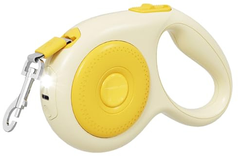 Einziehbare Hundeleine, 5m, Robuste Hundeleine aus Nylon mit LED-Licht, 360° Verwicklungssicher, Ausziehbare Haustier Leine für Kleine und Mittelgroße Hunde Bis zu 50kg
