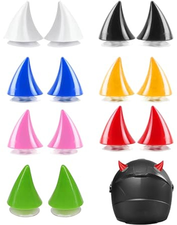 Thapncow 14-teiliges Set Motorrad-Helmhörner mit Saugnäpfen, weiche Horndekorationen, erhältlich in 7 Farben, Geeignet für Motorrad- und Offroad-Helme.
