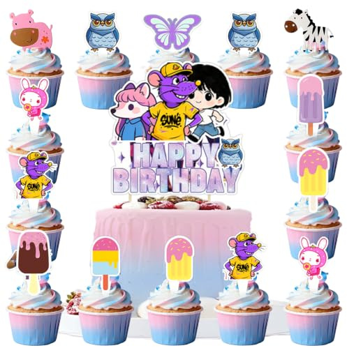 25 Piezas Decoracion Tartas Cumpleaños Huntrs No Comestibles Niños (A)