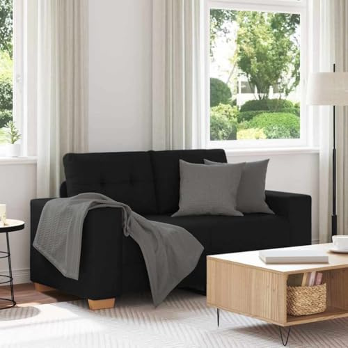Teenpull Zweisitzer-Sofa Schwarz, 120 cm breit, Stoffbezug, Robustes Sperrholzgestell, für Wohnzimmer, Schlafzimmer, bequemes Relaxsofa