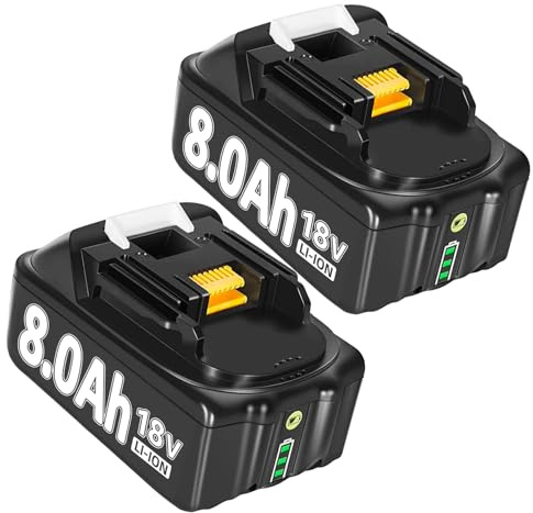 2 x Ersatzakku für Makita akku 18v 8Ah Ersatzakku für makita akku BL1860B BL1860 BL1840 BL1830 BL1860B BL1815 BL1850B BL1835 BL1850B BL1845 BL1850 194205-3 LXT-400 with LED Werkzeugakku (8.0-2-1)