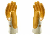 Showa 310L Orange 10 Gauge Polyester Cotton Gloves Latex Coated Palm, L, orange