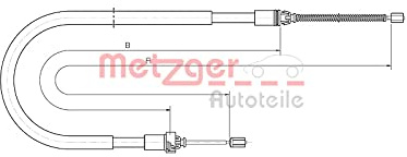Seilzug Feststellbremse hinten Trommelbremse METZGER passend für PEUGEOT 206 Schrägheck | Kompatibel mit: PEUGEOT 206 Schrägheck, 206 SW, 206+