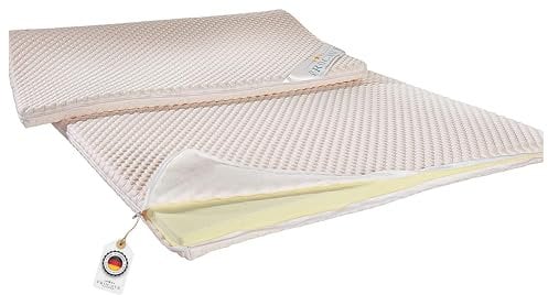 PROCAVE Kaltschaum Matratzen-Topper 60x120 cm mit Noppen-Doppeltuch-Matratzenbezug, mit Kalt Schaum-Kern, idealer Matratzentopper 100% aus Deutschland