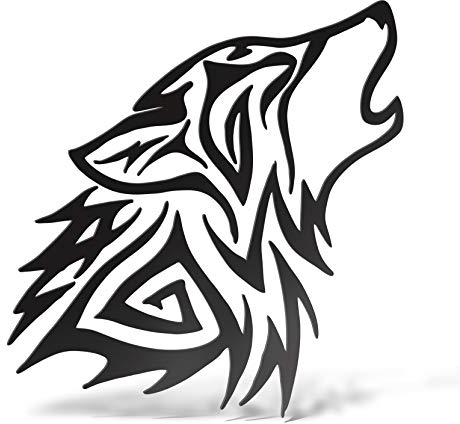 Erreinge Aufkleber Stammes- Wolf Schwarz Dx Schriftzug In PVC-Wandwand-Aufkleber für Helm Auto Moto Camper Laptop - 15 Cm