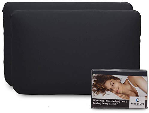 Kissenbezüge 40x60 Schwarz Doppelpack, Perfekt für Kopf-Kissen Elora, CLIMAR, NEKKAR & MIZAR, Baumwolle (Double Jersey), Bügelfrei & trocknergeeignet, Kissenhüllen 40 x 60, 2er Set mit Reißverschluss