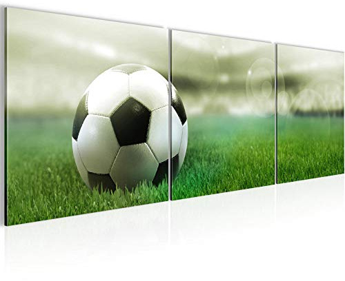Runa Art - Bilder Fussball 120 x 40 cm 3 Teilig Wandbild auf Vlies Leinwand Grün Mehrteilig Modern 402433c