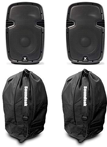 Vonyx SPJ-1000AD 10 Active PA Speaker System Pair with Bags - 800W Powerful Active Powered Speakers, Portable Sound System Kit for Events, DJ, Parties, Stage, Conferences & Live Audio