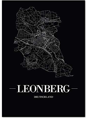 JUNIWORDS Stadtposter - Wähle Deine Stadt - Leonberg - 21 x 30 cm Poster - Schrift A - Schwarz