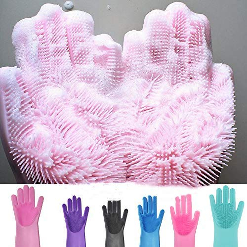 MZY1188 1 Paar Silikon-Geschirrspülhandschuhe - Wiederverwendbare magische Reinigungshandschuhe,Gummi-Peeling-Haushaltshandschuhe für Küche/Auto/Bad