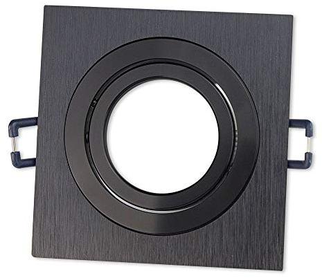 Einbaustrahler Rahmen Schwarz eckig super flach - Einbaurahmen schwenkbar für GU10 MR16 Leuchtmittel - Ø75-85mm Bohrloch Einbau-Spot Strahler Einbauleuchte