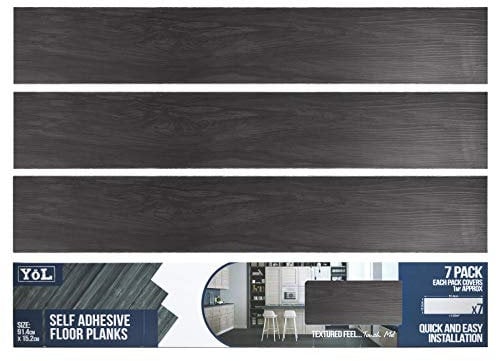 Floor Planks Tiles Self Adhesive Black Wood Vinyl Flooring Kitchen Bathroom