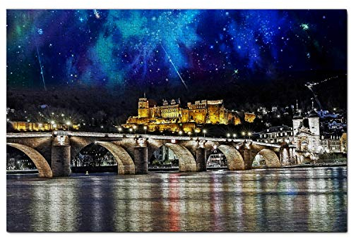Deutschland Heidelberger Schloss Alte Brücke Puzzle 1000 Teile Holzpuzzle Erwachsene Spielgrafik Reise Souvenir Holz