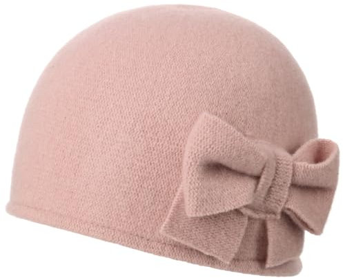 Barascon Calima Damenmütze - Rundliche Wintermütze aus Wolle mit Schleifenapplikation - Made in The EU für Herbst/Winter rosa One Size
