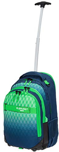 Elephant Trolley Jungen Mädchen Schultrolley Hero Signature Schulranzen Trolly Rucksack (Cube Green Blue)