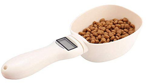 cigemay Tazas medidoras con pantalla LED, cuenco de alimentación, cuchara, cuchara, cuchara, cuchara de comida para mascotas, para gatos, perros, pájaros
