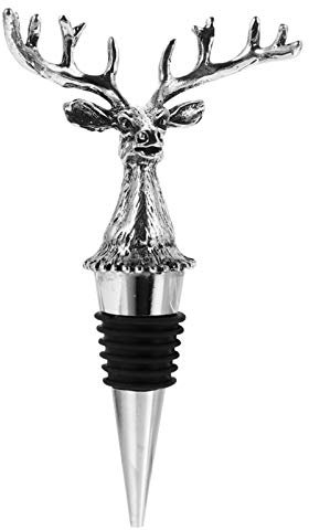 PRETYZOOM Weihnachten Wein Stopfen Flaschenverschluss Metall Rentier Hirschkopf Flaschenkorken Flaschenstopfen Weinverschluss für Weihnachten Xmas Silvester Party Tisch Dekoration Silber