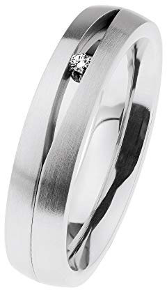 Ernstes Design Ring R702 Edelstahl mattiert Brillant 0.02 ct. 5 mm W 48-65