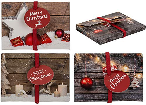 Enveloppe, cadeau de Noël, pour don d'argent, exauceur de vœux, au motif de boules, dans les couleurs marron, rouge et blanche