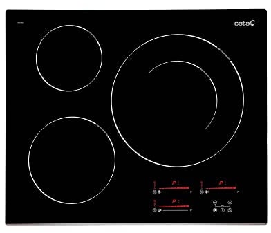 Cata, Placa de Inducción, Modelo INSB 6032 BK, 3 Zonas de Cocción |) Niveles de Potencia Booster, Ancho de 60 centimeters, Negro