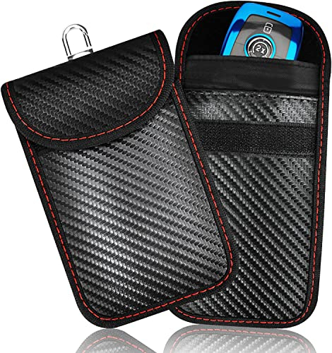 GOODEN ATIM Verbesserte Faraday-Tasche für Schlüsselanhänger (2 Stück), Premium-Faraday-Schlüsselanhänger-Schutz, RFID-Signalblockierung, Auto-Sicherheitsschutztasche, Anti-Hacking-Case-Blocker