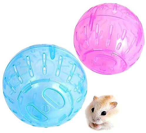 RoadLoo 2Pcs Hamster Exercise Wheel Mini Jogging Running Ball Plastic Pet Rodent Mice Jogging Ball Toy Small Animal Pet Exercise for Relieves Boredom and Increases Activity