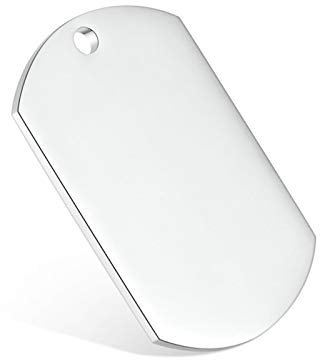 AMDXD Keychain Cute, Anneau Porte Clé Acier Inoxydable Plaque Militaire Poli Gravure50x28mm, Argent, 5 X 2.8CM