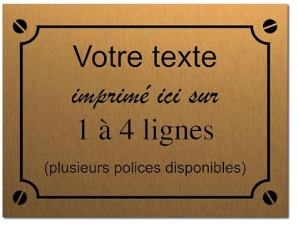 Placa decorativa de aluminio personalizada para interior y exterior 30x20cm Oro cepillado