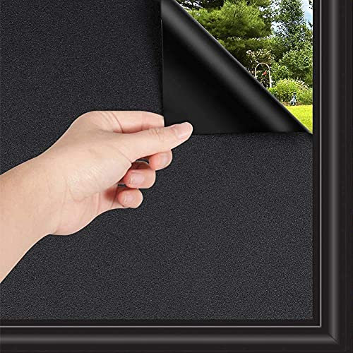 Total Blackout Window Film 30x200cm, Blackout Window Cover, Black Film for Glass Windows, Privacy Light Blocking UV Protection, Glass Window Sticker Dark Black out Window Film Matt - Non Adhesive