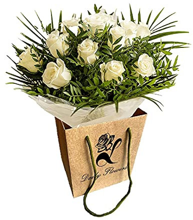 Pure Delight White Roses Bouquet – Fresh Cut Flowers for Summer, Birthdays, Anniversaries, Bridal, Get Well, Thank You, Sympathy, and to Celebrate Occasions – Elegant Floral Arrangement Delivered