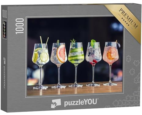 puzzleYOU: Puzzle 1000 Teile „Fünf Verschiedene Gin-Tonic-Cocktails“ – aus der Puzzle-Kollektion Getränke, Cocktails