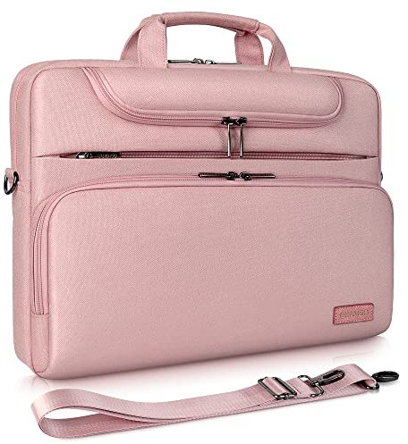 DOMISO 17-17,3 Pulgadas Impermeable Funda Protectora Bolsa Bandolera Maletin Compatible con Ordenador Portátil/Tablet/Notebook/Ultrabook/Chromebook, Rosado