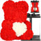 SPRINGOS Teddybär aus Rosen mit Herz Rosenbär Geschenkbox Kunstblumenfigur Höhe 36 cm Geschenk für Mama Verlobung Geburtstagsgeschenk