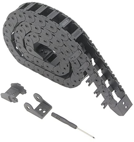 Zeberoxyz 15x20mm Drag Chain Length 1Meter Open Type Black Plastic Cable Carrier R28 with 1Kit End Connectors for 3D Printer and CNC Machines (15mmx20mm-Outside Open)