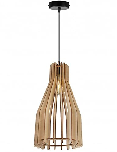 Light-Home Timber Hängelampe aus Holz und Metall - Esstischlampe Industrial für Kuche und Esszimmer - Pendelleuchte über Esstisch Schwarz/Braun - Einfache Form I