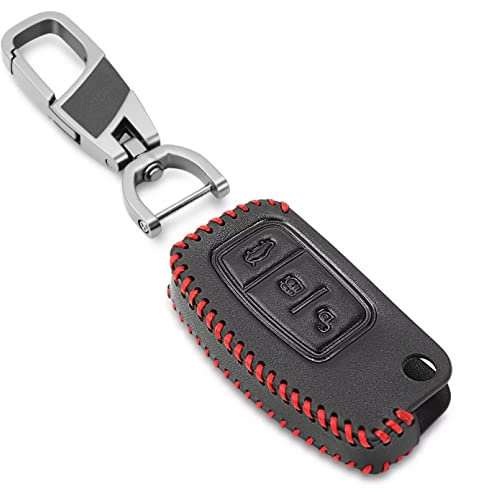 Étui à clés de Voiture en Cuir Housse de Protection à Distance Sac Coque Porte-clés Accessoires pour Ford Fiesta Focus MK2 Mondeo Kuga Galaxy c-Max s-Max
