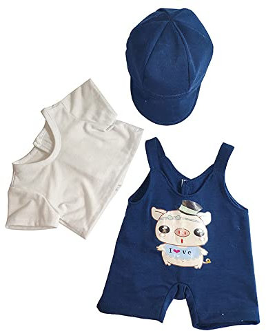 GIVBRO Puppenkleidungszubehör Outfits T-Shirt Overall Sport Baseball Cap Freizeitkleidung für 40 cm Mädchen-Puppen Baby-Puppen 3 Stück/Set
