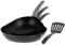 GRÄWE Pfannenset, 3-teilig, Ø 20 cm, Ø 24 cm, Ø 28 cm, induktionsgeeignet, inkl. Pfannenwender, rutschfeste Kunststoffgriffe in Holzoptik, neu: ohne PFAS und PFOA
