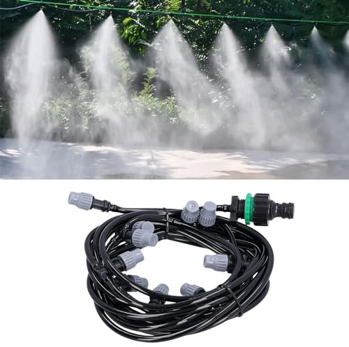 DEWIN Tubería de Riego, 10 M/32,8 Pies 4/7 Manguera de Riego con 10 Boquillas de Rociador de Nebulización Sistema de Riego de Terraza de Invernadero de Jardín